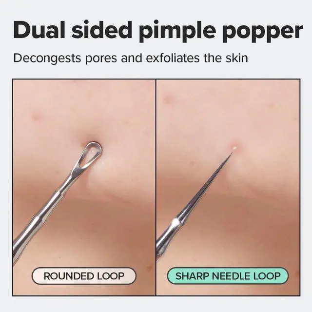 Alt view image 4 of 6 - Dual-Tip Pimple Tool - Proper Popper | Blackhead Remover, Blemish Exfoliating, Professional Acne Squeezer, Comedone Zit Extractor for Women, 2in1 Stainless Steel Lancet, 1ea