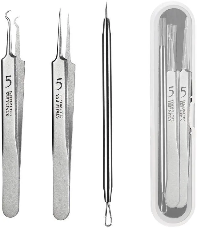 Main image of Blackhead Tweezers, Milia Remover, Pimple Popper Tool,Ingrown Hair Tweezers, Blackhead Extractor