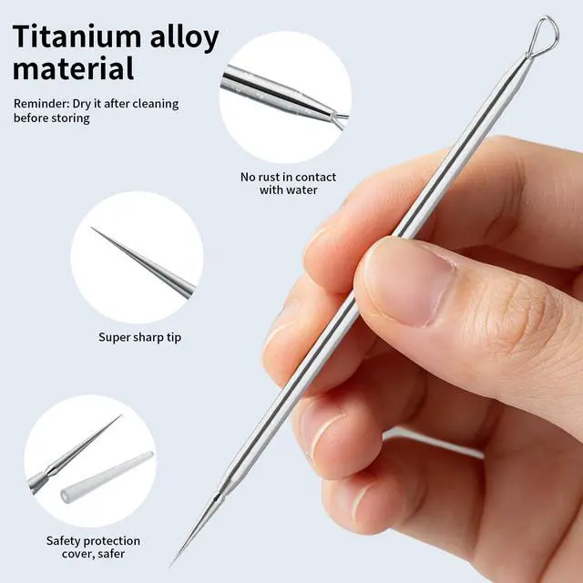 Alt view image 6 of 7 - Titanium Lancet Needle Acne Blackhead Remover Pimple Extractor Popper Tool