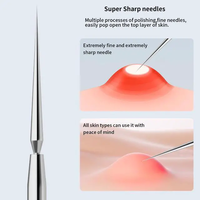 Alt view image 4 of 7 - Titanium Lancet Needle Acne Blackhead Remover Pimple Extractor Popper Tool