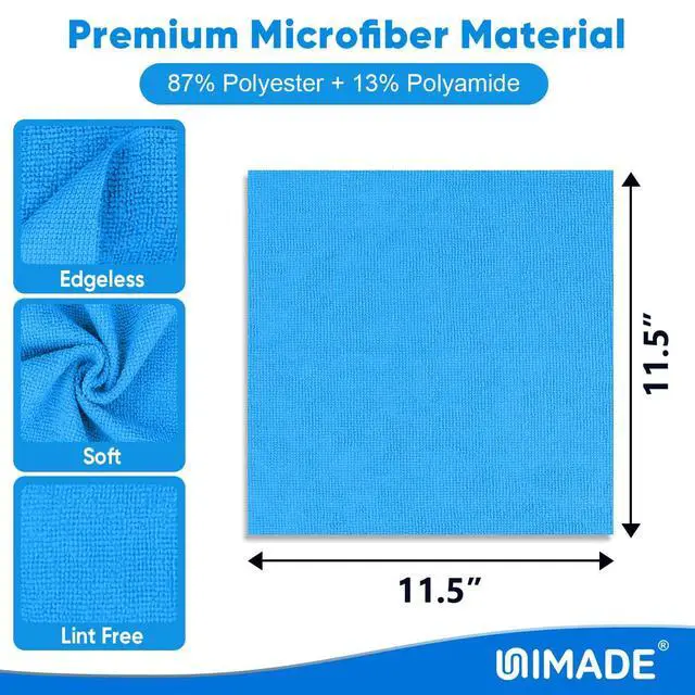 Alt view image 7 of 7 - Microfiber Cleaning Cloth, 20 Pack Reusable Microfiber Towels for Cars Lint Free Cleaning Shop Towel Rags for Home Kitchen Automotive Bar Mechanic Restaurant Garage, 11.5"x 11.5", Blue