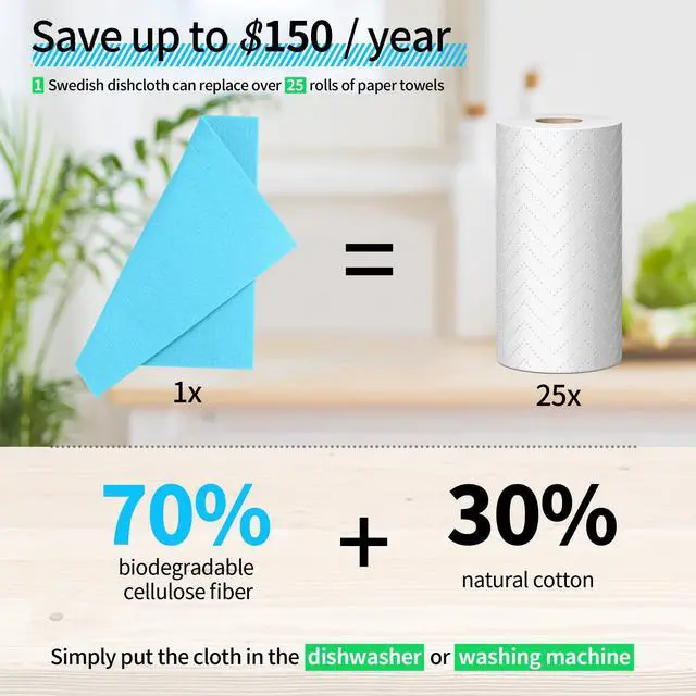 Alt view image 3 of 7 - Swedish Dishcloths, 18 Pack Kitchen Towels Dish Rags, Absorbent Swedish Dish Towels for Kitchen, Non-Scratch Cellulose Cleaning Wipes, Biodegradable Washable Reusable Paper Towels