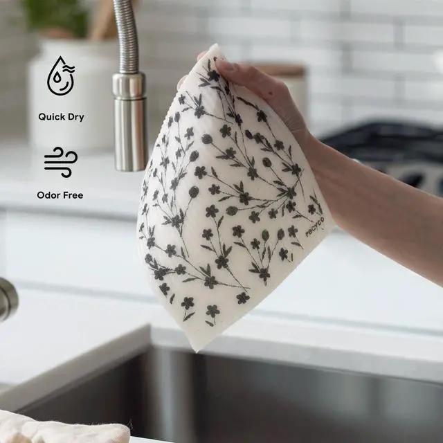 Alt view image 6 of 7 - Swedish Dishcloths for Kitchen | 5 Pack Geometric Washable Dish Rags | Cellulose Reusable Cleaning Paper Towels | Absorbent Counter Dish Cloth Sponge Kitchen Wipes, 8" L x 7" W