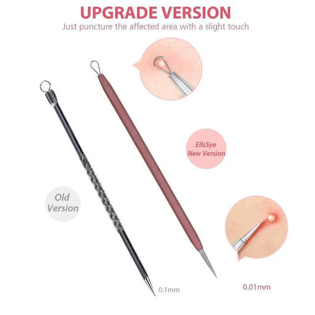 Alt view image 3 of 6 - Blackhead Remover Tool Comedones Extractor Acne Removal Kit for Blemish, Whitehead Popping, 6 Pcs Zit Removing for Nose Face Tools with a Leather Bag (Pink)