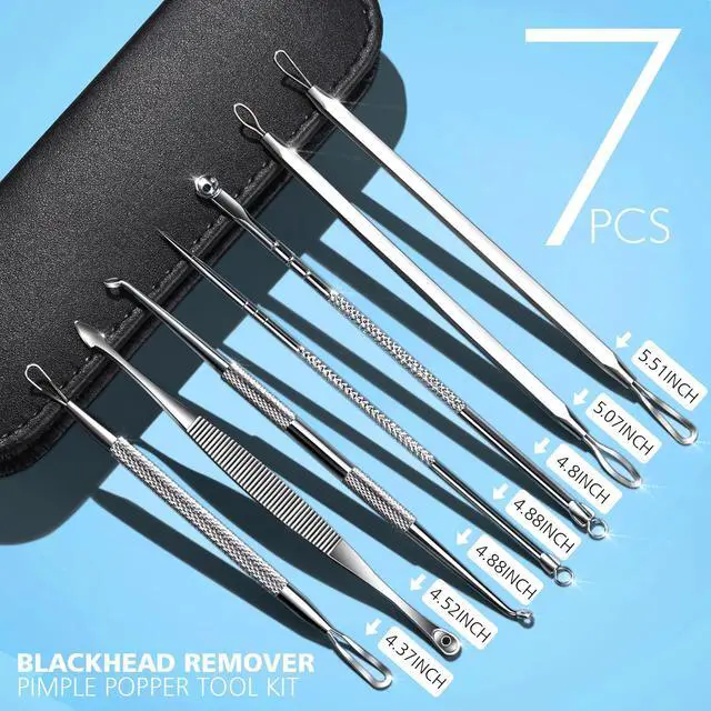 Alt view image 2 of 7 - 7 in 1 Pimple Popper Tool Kit - Blackhead Remover, Pimple Extractor, Comedone Extractor for Face