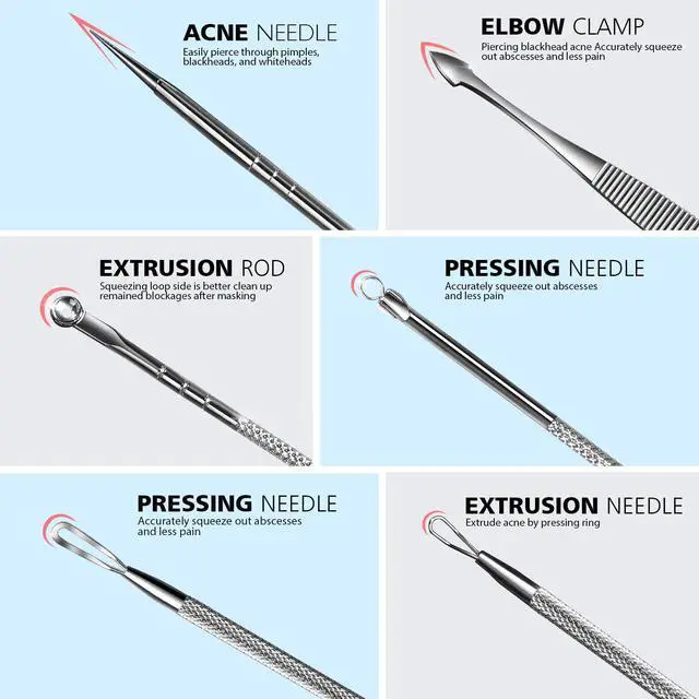 Alt view image 6 of 7 - 7 in 1 Pimple Popper Tool Kit - Blackhead Remover, Pimple Extractor, Comedone Extractor for Face