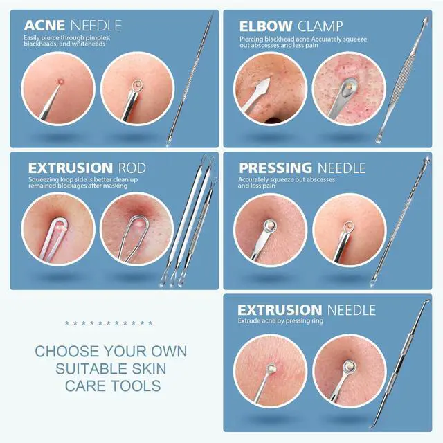 Alt view image 3 of 7 - 7 in 1 Pimple Popper Tool Kit - Blackhead Remover, Pimple Extractor, Comedone Extractor for Face