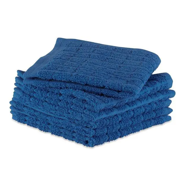 Alt view image 2 of 7 - Basic Terry Collection Solid Windowpane Dishcloth Set, 12x12, Blue, 6 Piece