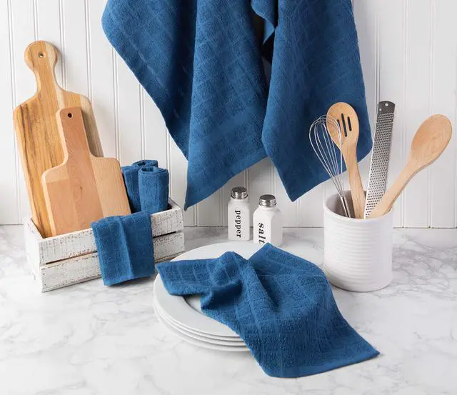 Alt view image 6 of 7 - Basic Terry Collection Solid Windowpane Dishcloth Set, 12x12, Blue, 6 Piece