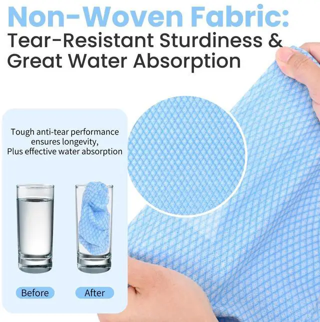Alt view image 4 of 7 - 50 Pcs Disposable Cleaning Cloths and Dish Rags, Handi Wipes Reusable Dish Cloths for Washing Dishes, Disposable Cleaning Rags for Kitchen and Office(Blue)