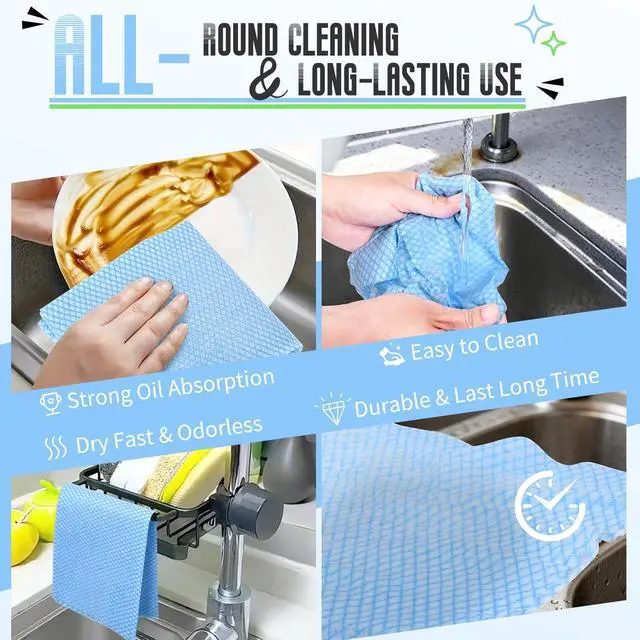 Alt view image 5 of 7 - 50 Pcs Disposable Cleaning Cloths and Dish Rags, Handi Wipes Reusable Dish Cloths for Washing Dishes, Disposable Cleaning Rags for Kitchen and Office(Blue)