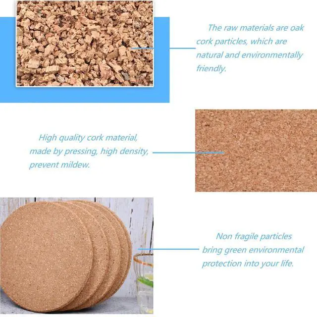 Alt view image 5 of 7 - 12 Pcs Cork Coaster for Drink, Absorbent Heat Resistant Reusable Tea or Coffee Coaster, Blank Coasters for Crafts,Warm Gifts Cork Coasters for Relatives and Friends.