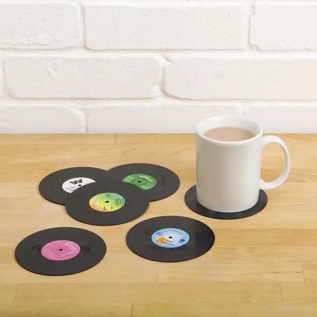 Alt view image 2 of 4 - Retro Vinyl Coasters 6-Pack, Cool Drinks Coasters, Great Housewarming Gift, Music Lovers Gift idea