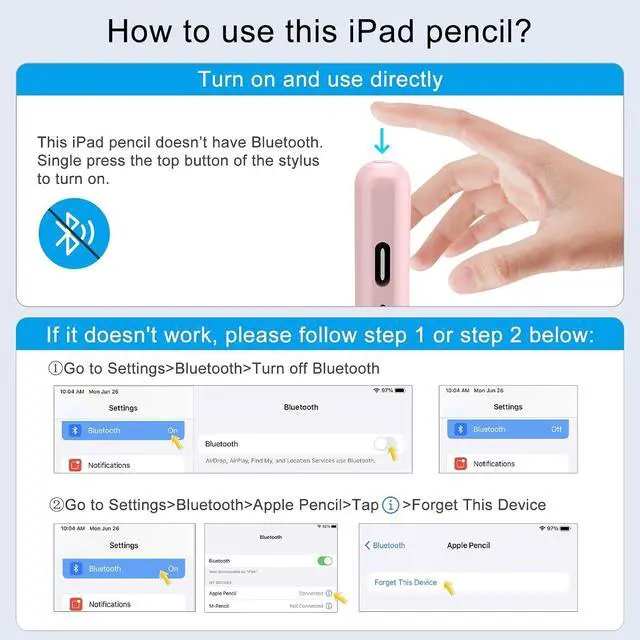 Alt view image 2 of 7 - Stylus Pen for iPad, 13 mins Fast Charge for Apple iPad Pencil with Palm Rejection, Compatible with 2018-2024 iPad Air 3/4/5/6, iPad mini 5/6, iPad 6/7/8/9/10, iPad Pro 11"/12.9"/M4 (Pink)