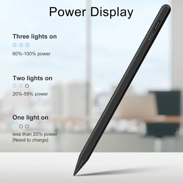 Alt view image 2 of 7 - Stylus Pen for iPad, 13 mins Fast Charge Stylus with Palm Rejection, Tilt Sensitivity, Compatible with 2018-2024 iPad Air 3/4/5/6, iPad mini 5/6, iPad 6/7/8/9/10, iPad Pro 11"/12.9"/M4 (Black)