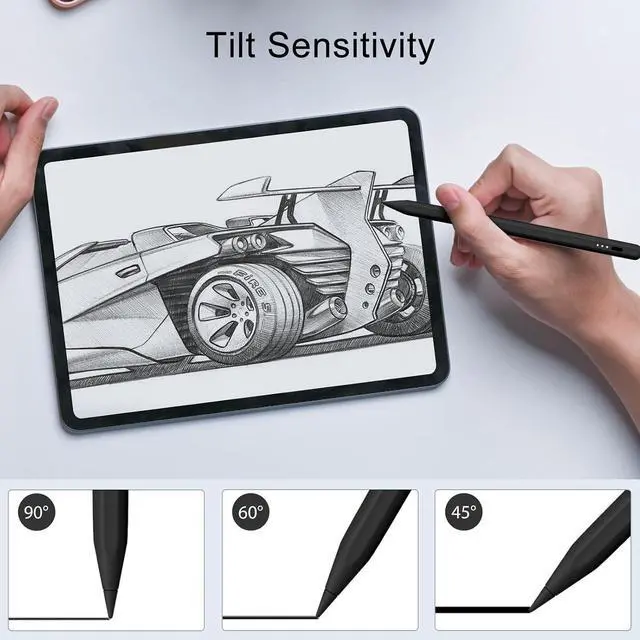 Alt view image 7 of 7 - Stylus Pen for iPad, 13 mins Fast Charge Stylus with Palm Rejection, Tilt Sensitivity, Compatible with 2018-2024 iPad Air 3/4/5/6, iPad mini 5/6, iPad 6/7/8/9/10, iPad Pro 11"/12.9"/M4 (Black)