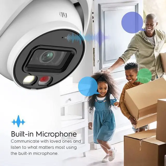 Alt view image 6 of 7 - 5MP AI Turret IP PoE Camera w/ 49ft Nightvision, Security IP Camera Outdoor, Built-in Microphone, Human & Vehicle Detection, Active Deterrent, 129° FOV, 5MP@20fps IP5M-T1277EW-AI
