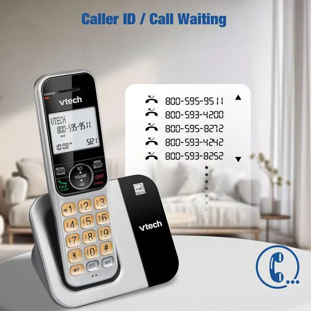 Alt view image 5 of 7 - 2-Handsets Cordless Phone System for Home with Call Block, Large Display & Buttons, Backlit Screen, Full-Duplex Speakerphone, Caller ID/Call Waiting, DECT 6.0, Table & Wall Mountable | CS5319-2