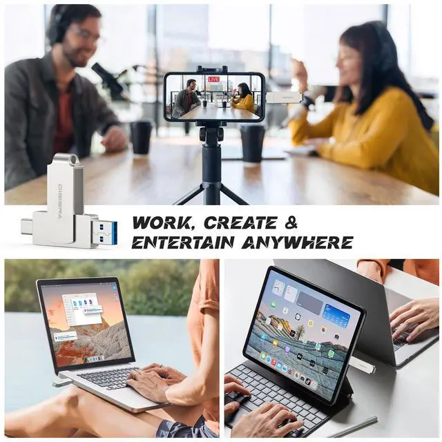 Alt view image 7 of 7 - 512GB 2in1 USBA & USBC Flash Drive, USB 3.2 Gen 1 Thumb Drive, 500MB/s Read 400MB/s Write, 360° Swivel Compact Aluminum Memory Stick for File Transfer, Backup & Travel Storage