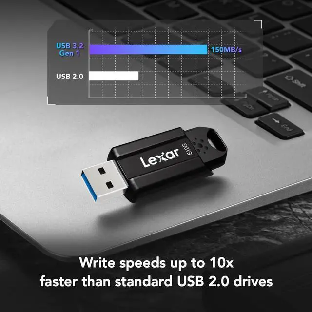Alt view image 5 of 6 - 512GB JumpDrive S80 USB 3.2 Gen 1 Flash Drive, External Storage, Up to 150MB/s Read, Black (LJDS080512G-BNBNU)