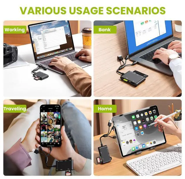Alt view image 7 of 7 - SIM Card Reader for iPhone/PC, 7 in 3 Lightning/USB-A/USB-C CAC Reader Military Smart Card Reader & SD/TF/M2/ID/IC/SIM/PIV/Ms Pro Duo Card Reader for iPhone/iPad/PC/Laptop/Windows/Linux Plug and Play