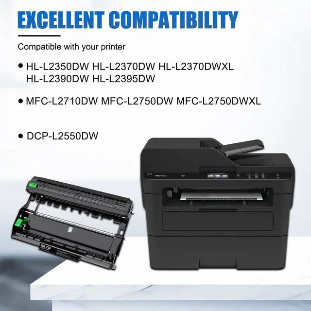 Alt view image 2 of 7 - DR730 Drum Unit Replacement for Brother Printers | High-Yield Imaging Unit Compatible with MFC-L2710DW, MFC-L2750DW, HL-L2370DW, DCP-L2550DW & More (1 Pack, Toner Not Included)