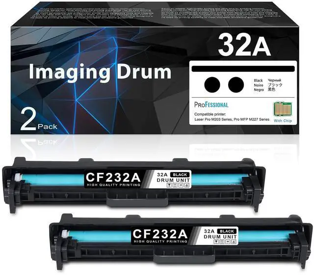 Main image of 32A Imaging Drum Black Extra High-Yield 2-Pack | 32A CF232A Imaging Drum Replacement for HP 32A Drum Unit CF232A Compatible with Laser Pro M203dn M203dw MFP M227fdn M227sdn M227fdw Printer | CF232A