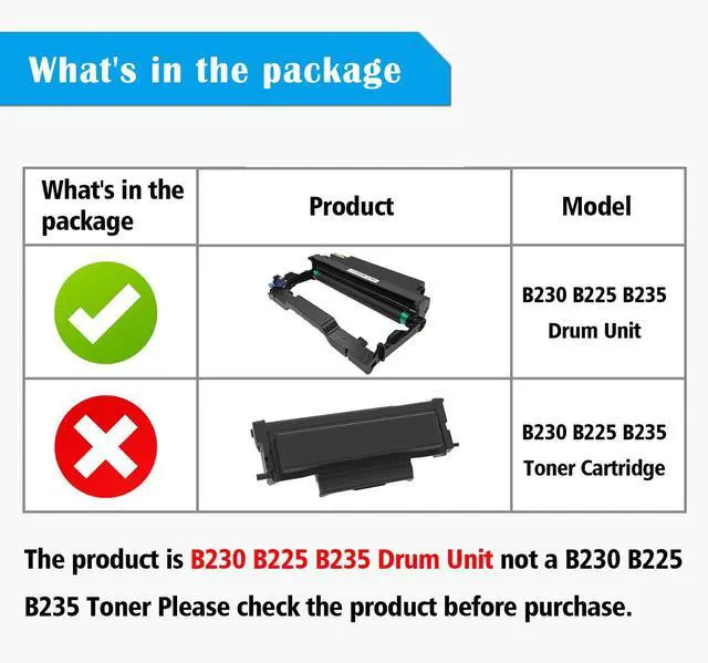 Alt view image 2 of 7 - B230 B225 B235 013R00691 Compatible Drum Cartridge Drum Unit Imaging Drum Black 12000 Pages for B225 B225dni B230 B230dni B235 B235dni Printer