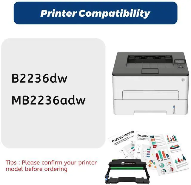 Alt view image 3 of 6 - B2236 Drum Unit,1 Pack Compatible Replacement B220Z00 Imaging Unit for Lexmark B2236dw MB2236adw Printer,NOT Include Toner,( Black,UP to 12500 Pages)