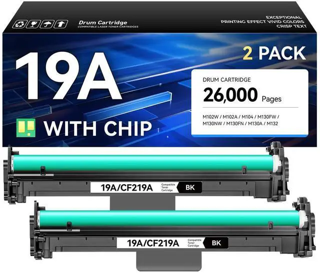 Main image of 19A CF219A Drum Unit (Not Toner) 2-Pack Black High Yield Replacement for HP 19A CF219A Imaging Drum Compatible with HP LaserJet Pro MFP M130a M130fn M130fw M130nw M102a M102w Printer M130 M102 Copier