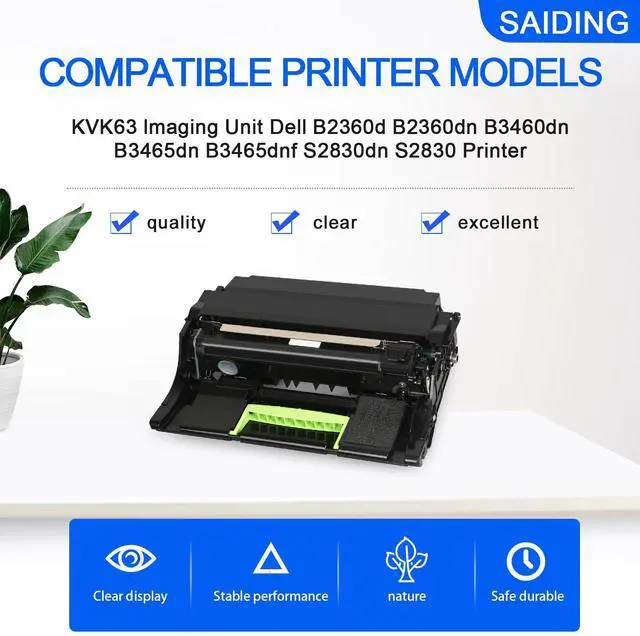 Alt view image 2 of 7 - KVK63 B2360 Drum Unit for Dell KVK63 Imaging Unit Replacement for Dell B2360d B2360dn B3460dn B3465dn B3465dnf S2830dn Printer(1-Pack)