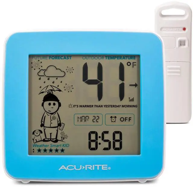 Main image of What-to-Wear Weather Station with Alarm Clock, Time, Date, and Wireless Outdoor Sensor for Hyperlocal Forecast and Outdoor Temperature (00777)