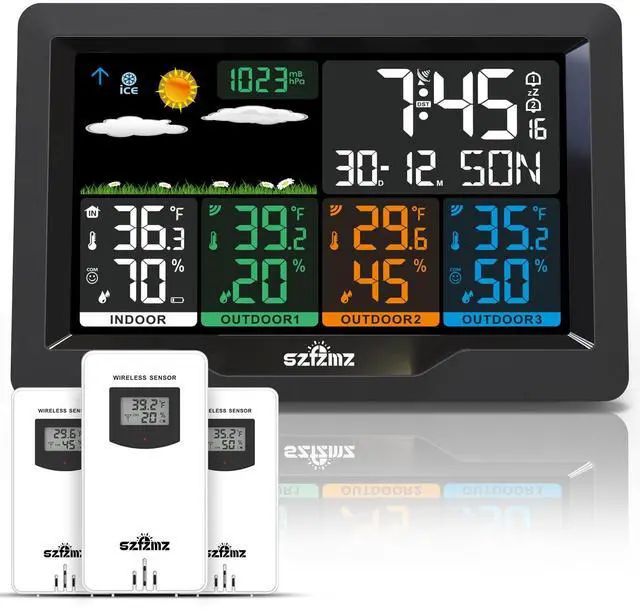 Main image of Weather Stations Wireless Indoor Outdoor with Multiple Sensors, 7.5" Color Display Weather Station Indoor Outdoor Thermometer Wireless Weather Forecast Station, Digital Atomic Clock with Backlight