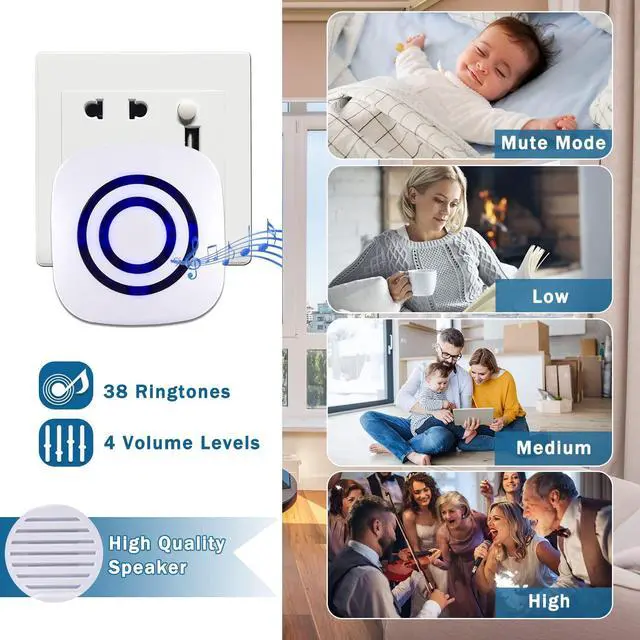 Alt view image 3 of 7 - Motion Sensor Alarm, Wireless Driveway Alarm, Home Security Business Detect Alert with 4 Sensor and 1 Receiver,38 Chime Tunes - LED Indicators for Indoor Use