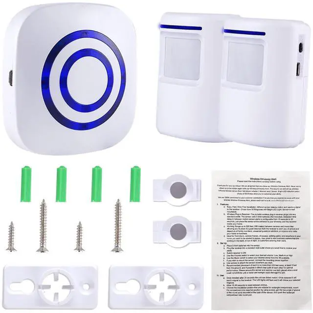 Alt view image 7 of 7 - Motion Sensor Alarm - Seanme Wireless Driveway Alarm 100m Long Distance Signal Transmission, Home Security Alarm System Motion Sensor Doorbell with 38 Chime Tunes (1 reciver and 2 Sensor)