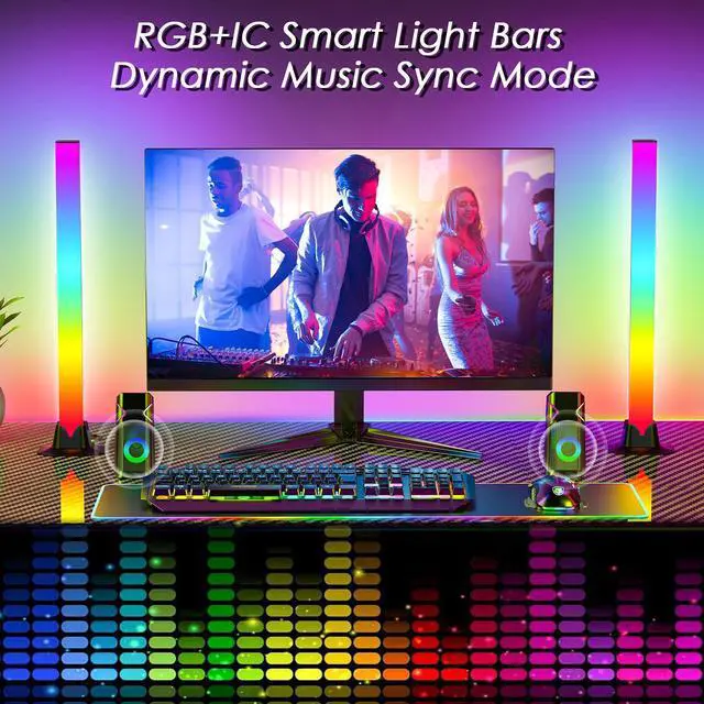 Alt view image 4 of 7 - 16.5" Smart Light Bar, RGB LED Light Bar for Room, 16 Million Colors Changing, 213 Preset & 8 Scene Modes, Dynamic Music Sync, 3 Control Modes, RGB & IC Ambient Backlight for TV, Gaming Room