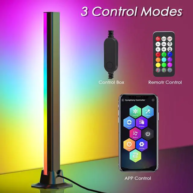 Alt view image 5 of 7 - 16.5" Smart Light Bar, RGB LED Light Bar for Room, 16 Million Colors Changing, 213 Preset & 8 Scene Modes, Dynamic Music Sync, 3 Control Modes, RGB & IC Ambient Backlight for TV, Gaming Room