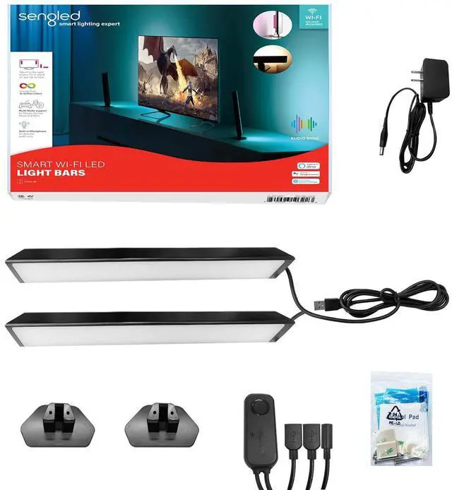 Alt view image 6 of 6 - LED Play Light Bars & Multicolor Smart WiFi Lights, 2 Pack Base Kit, Multi-Mode Support for Movies, Games, Music and More, Dynamic Audio Sync Kit Compatible with Google Home & SmartThings