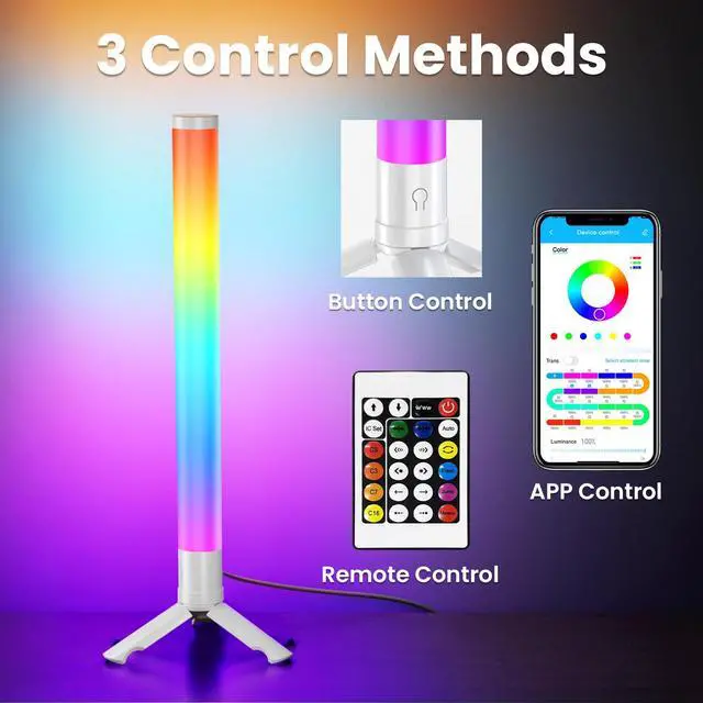 Alt view image 6 of 7 - 360° Smart Light Bars, LED Game Desk Lights, TV Monitor Backlight with Music Sync, RGB Light Bar with Remote Control, Ambient Lighting for PC, Table, Gaming Room(White,Plastic Material)