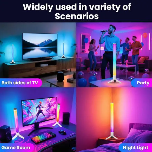 Alt view image 7 of 7 - 360° Smart Light Bars, LED Game Desk Lights, TV Monitor Backlight with Music Sync, RGB Light Bar with Remote Control, Ambient Lighting for PC, Table, Gaming Room(White,Plastic Material)