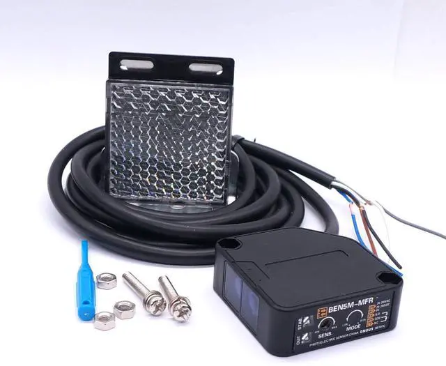 Alt view image 3 of 7 - Indoor Wall Mounted Photoelectric Beam Sensor 12-240VDC 24-240VAC Retroreflective photoelectric Sensor Switch Proximity Switch Induction Distance 5M BEN5M