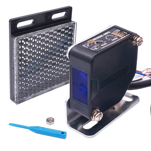 Alt view image 6 of 7 - Indoor Wall Mounted Photoelectric Beam Sensor 12-240VDC 24-240VAC Retroreflective photoelectric Sensor Switch Proximity Switch Induction Distance 5M BEN5M