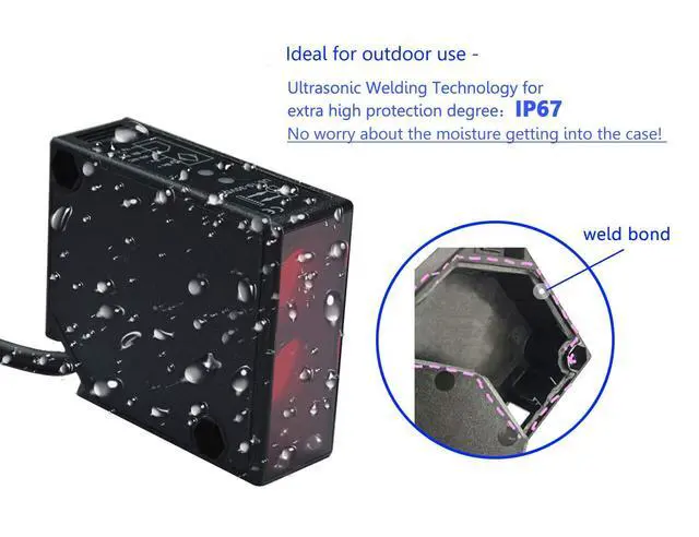 Alt view image 4 of 7 - IP67 Waterproof Universal 10-30VDC Safety Retro-Reflective Photoelectric Beam Sensor for 12VDC and 24VDC Gate Opener, Garage Door Sensor Up to 40 Feet Sensing Range, Pre-Wired 6.6 Feet Cord