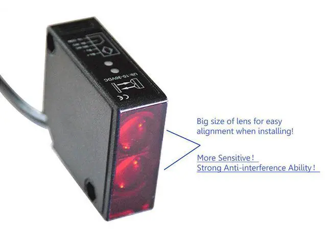 Alt view image 6 of 7 - IP67 Waterproof Universal 10-30VDC Safety Retro-Reflective Photoelectric Beam Sensor for 12VDC and 24VDC Gate Opener, Garage Door Sensor Up to 40 Feet Sensing Range, Pre-Wired 6.6 Feet Cord