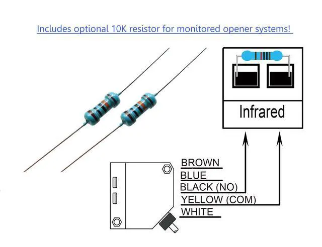Alt view image 5 of 7 - IP67 Waterproof Universal 10-30VDC Safety Retro-Reflective Photoelectric Beam Sensor for 12VDC and 24VDC Gate Opener, Garage Door Sensor Up to 40 Feet Sensing Range, Pre-Wired 6.6 Feet Cord