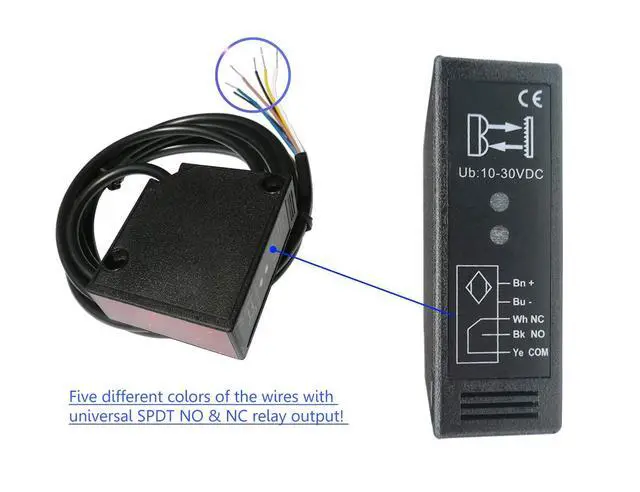 Alt view image 7 of 7 - IP67 Waterproof Universal 10-30VDC Safety Retro-Reflective Photoelectric Beam Sensor for 12VDC and 24VDC Gate Opener, Garage Door Sensor Up to 40 Feet Sensing Range, Pre-Wired 6.6 Feet Cord