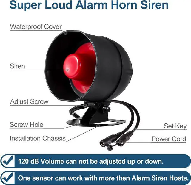 Alt view image 4 of 6 - WiFi Alarm Home Security System, 120dB Alarm System with Motion Sensor and Remote Control, WiFi Siren for Shed Garage Alarm