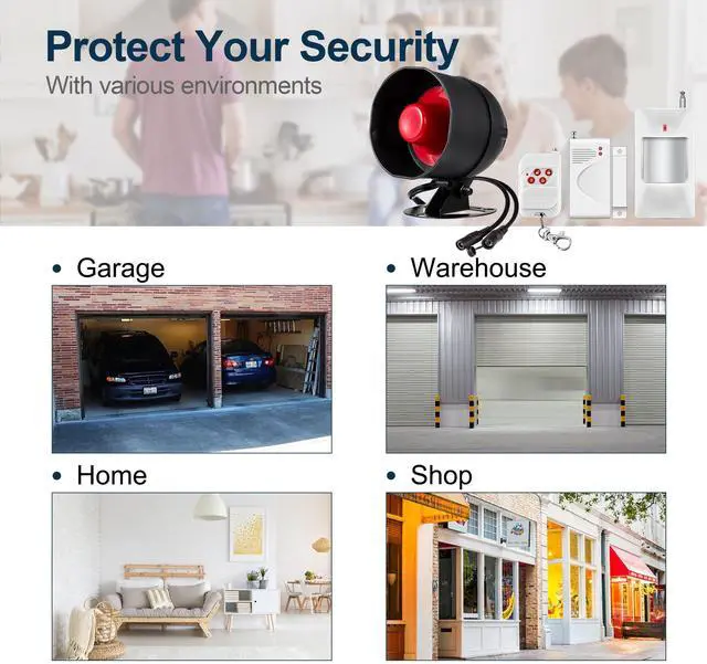 Alt view image 5 of 6 - WiFi Alarm Home Security System, 120dB Alarm System with Motion Sensor and Remote Control, WiFi Siren for Shed Garage Alarm