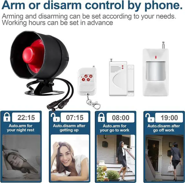 Alt view image 6 of 6 - WiFi Alarm Home Security System, 120dB Alarm System with Motion Sensor and Remote Control, WiFi Siren for Shed Garage Alarm