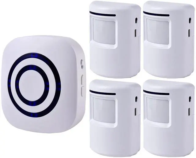 Main image of Motion Sensor Alarm, Wireless Driveway Alarm, Home Security Business Detect Alert with 4 Sensor and 1 Receiver,38 Chime Tunes - LED Indicators for Indoor Use
